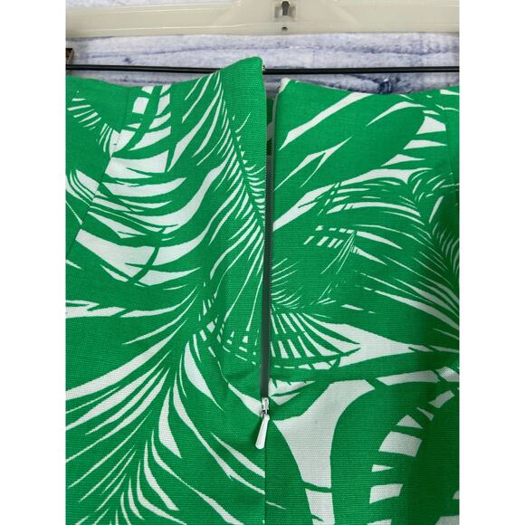 Talbots Pencil Skirt Women 10p Green Tropical Hawaii Cotton Stretch Cruise Beach - Picture 4 of 10